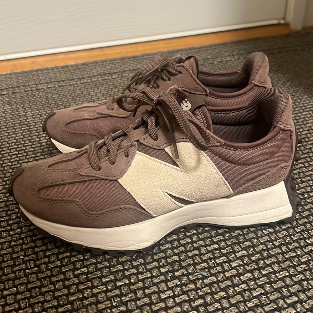 New Balance Brown and Cream Sneakers